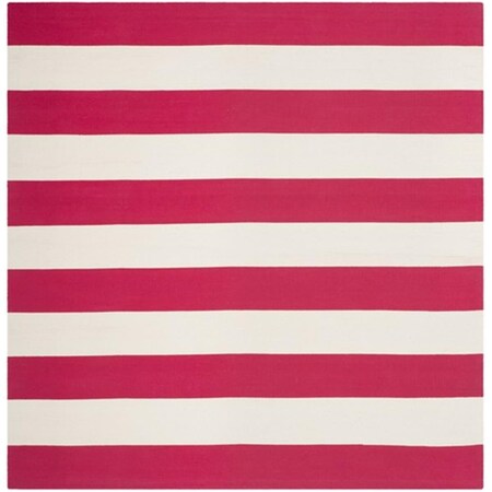 Safavieh Montauk Hand Woven Square Rug- Red - White- 6 x 6 ft. MTK712B-6SQ